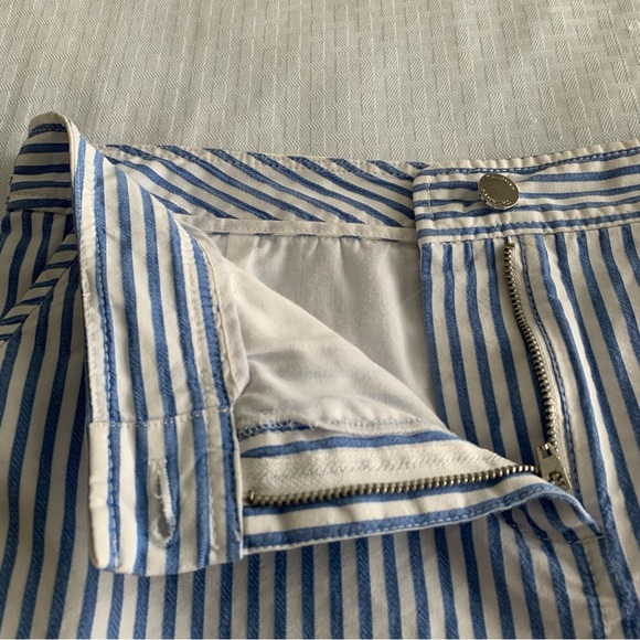Talbots cotton skirt Womens 10 petite Front zip close Blue white stripe Pockets - Picture 4 of 10